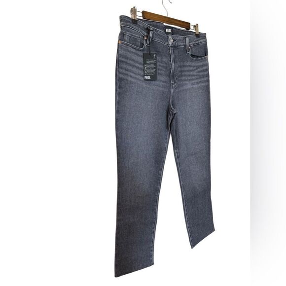 NWT PAIGE Denim Cindy High Rise Straight Ankle in Ash Black - Picture 2 of 10
